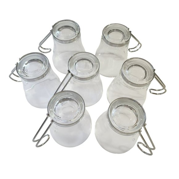 Vintage Clear Glass Cappuccino Expresso Tea Cup Coffee Mug Set of 7 Metal Handle - Picture 16 of 16